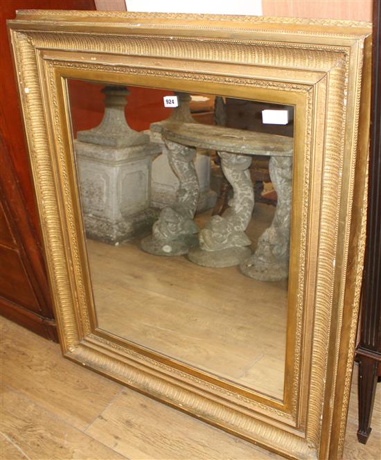 A Victorian giltwood and gesso wall mirror, converted from a picture frame, W.94cm H.107cm